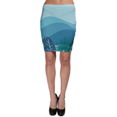 Palm Leaves Waves Mountains Hills Bodycon Skirt