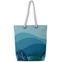 Palm Leaves Waves Mountains Hills Full Print Rope Handle Tote (small) by Ravend