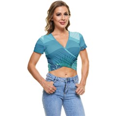 Palm Leaves Waves Mountains Hills Short Sleeve Foldover Tee