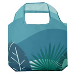 Palm Leaves Waves Mountains Hills Premium Foldable Grocery Recycle Bag