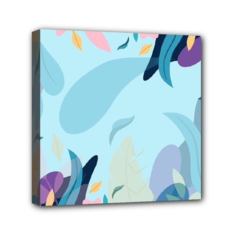 Illustration Leaves Leaf Nature Background Plant Mini Canvas 6  x 6  (Stretched)