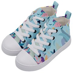 Illustration Leaves Leaf Nature Background Plant Kids  Mid-top Canvas Sneakers by Ravend