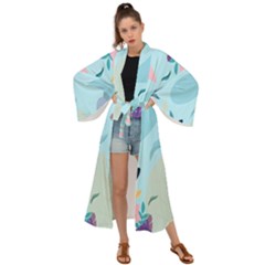 Illustration Leaves Leaf Nature Background Plant Maxi Kimono