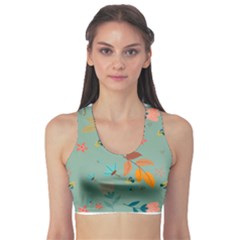 Background Flower Plant Leaves Sports Bra