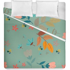 Background Flower Plant Leaves Duvet Cover Double Side (king Size)