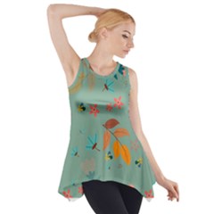 Background Flower Plant Leaves Side Drop Tank Tunic