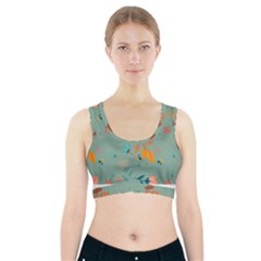 Background Flower Plant Leaves Sports Bra With Pocket