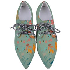 Background Flower Plant Leaves Pointed Oxford Shoes