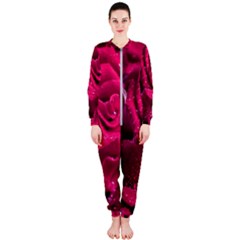 Water Rose Pink Background Flower Onepiece Jumpsuit (ladies)