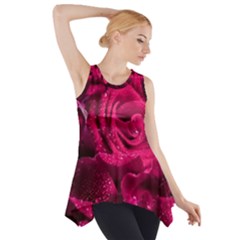 Water Rose Pink Background Flower Side Drop Tank Tunic by Ravend