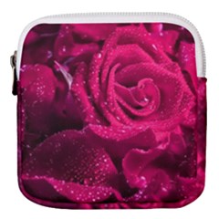 Water Rose Pink Background Flower Mini Square Pouch