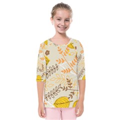 Leaves Flowers Background Wallpaper Kids  Quarter Sleeve Raglan Tee