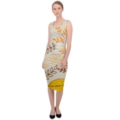 Leaves Flowers Background Wallpaper Sleeveless Pencil Dress by Ravend