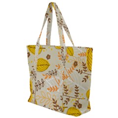 Leaves Flowers Background Wallpaper Zip Up Canvas Bag