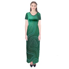 Green Line Shape Stripe Corolla Short Sleeve Maxi Dress