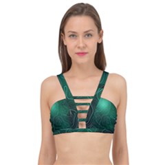 Green Line Shape Stripe Corolla Cage Up Bikini Top