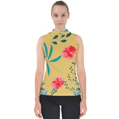 Nature Floral Flower Petal Leaves Leaf Plant Mock Neck Shell Top