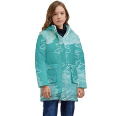 Flower Floral Design Background Kid s Hooded Longline Puffer Jacket