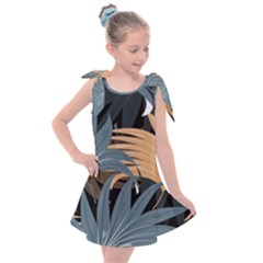 Leaves Background Digital Paper Kids  Tie Up Tunic Dress