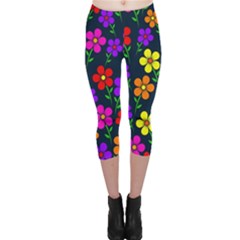 Background Flower Floral Bloom Capri Leggings 