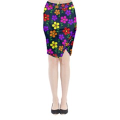 Background Flower Floral Bloom Midi Wrap Pencil Skirt