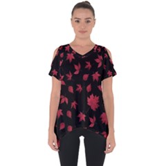 Red Autumn Leaves Autumn Forest Cut Out Side Drop Tee