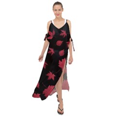 Red Autumn Leaves Autumn Forest Maxi Chiffon Cover Up Dress