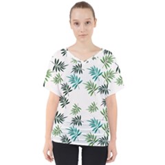 Leaves Plant Design Template V-neck Dolman Drape Top