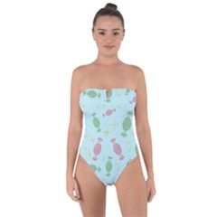 Toffees Candy Sweet Dessert Tie Back One Piece Swimsuit by Ravend