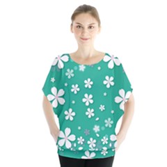 Pattern Background Daisy Flower Floral Batwing Chiffon Blouse