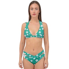 Pattern Background Daisy Flower Floral Double Strap Halter Bikini Set