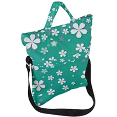 Pattern Background Daisy Flower Floral Fold Over Handle Tote Bag