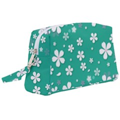 Pattern Background Daisy Flower Floral Wristlet Pouch Bag (large)