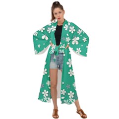 Pattern Background Daisy Flower Floral Maxi Kimono by Ravend