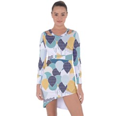 Abstract Balloon Pattern Decoration Asymmetric Cut-out Shift Dress by Ravend