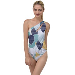 Abstract Balloon Pattern Decoration To One Side Swimsuit by Ravend