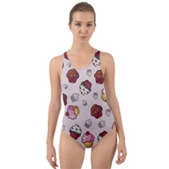 Cake Cupcake Sweet Dessert Food Cut-out Back One Piece Swimsuit