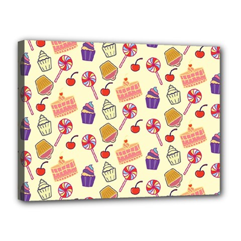 Cupcake Pattern Lollipop Canvas 16  X 12  (stretched)