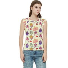 Cupcake Pattern Lollipop Women s Raglan Cap Sleeve Tee