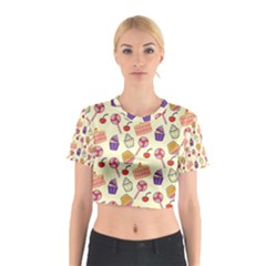 Cupcake Pattern Lollipop Cotton Crop Top