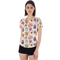 Cupcake Pattern Lollipop Back Cut Out Sport Tee