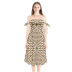 Kaleidoscope Line Triangle Pattern Shoulder Tie Bardot Midi Dress