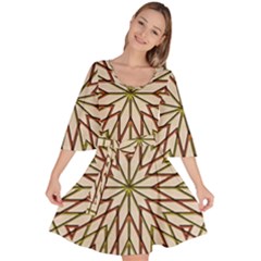 Kaleidoscope Line Triangle Pattern Velour Kimono Dress