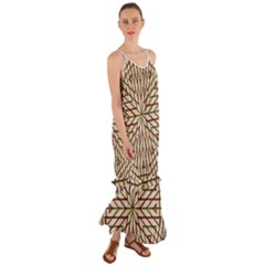 Kaleidoscope Line Triangle Pattern Cami Maxi Ruffle Chiffon Dress by Ravend