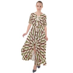 Kaleidoscope Line Triangle Pattern Waist Tie Boho Maxi Dress by Ravend