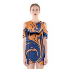 Abstract Background Texture Pattern Shoulder Cutout One Piece Dress