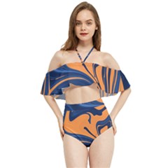 Abstract Background Texture Pattern Halter Flowy Bikini Set 