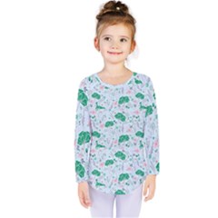 Illustration Flower Pattern Wallpaper Seamless Kids  Long Sleeve Tee