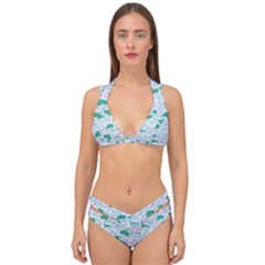 Illustration Flower Pattern Wallpaper Seamless Double Strap Halter Bikini Set