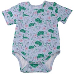 Illustration Flower Pattern Wallpaper Seamless Baby Short Sleeve Onesie Bodysuit